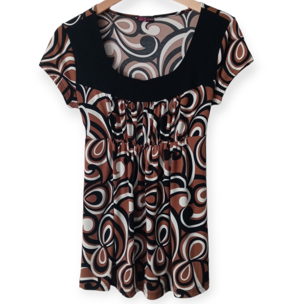 AGENDA MATERNITY SHORT SLEEVE BLOUSE. SIZE M. COLOR BLACK, WHITE, BROWN